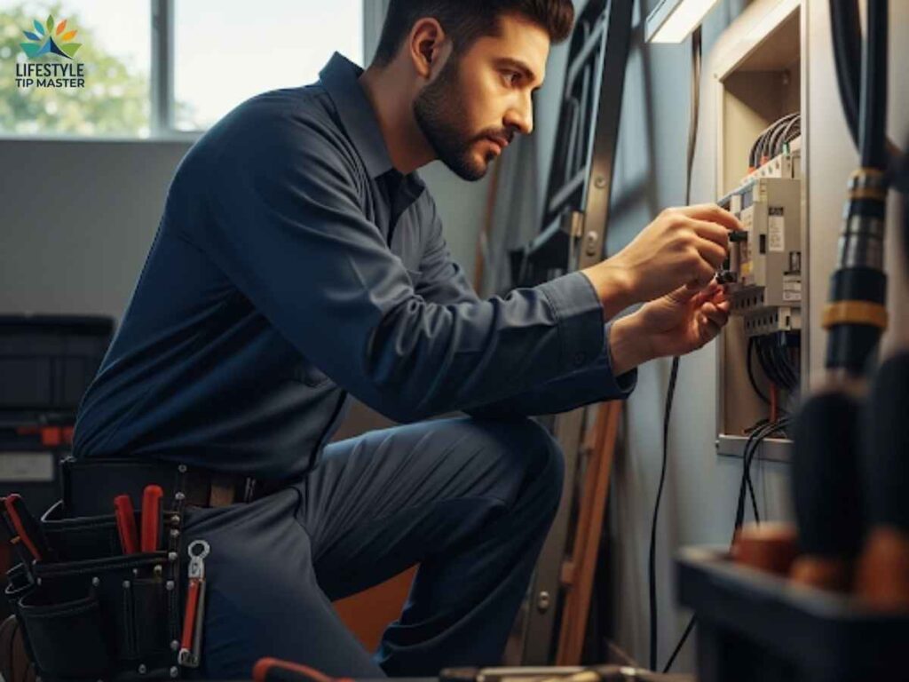 Emergency Electrical Repair Services in Los Angeles: 24/7 Solutions from Local Experts 2 Emergency electrical technician fixing circuit breaker in Los Angeles residential property