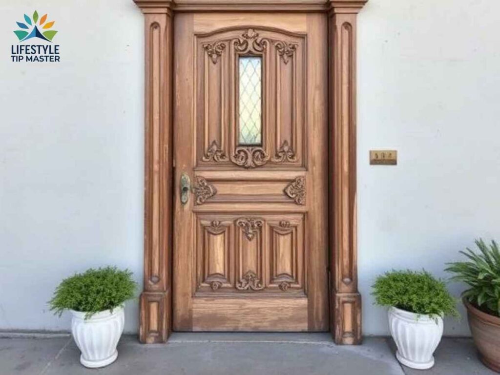 How to Refinish Historic Doors in Farm to Fork Capital, Los Angeles 2 Expert restoring ornate antique door in Los Angeles Farm to Fork Capital