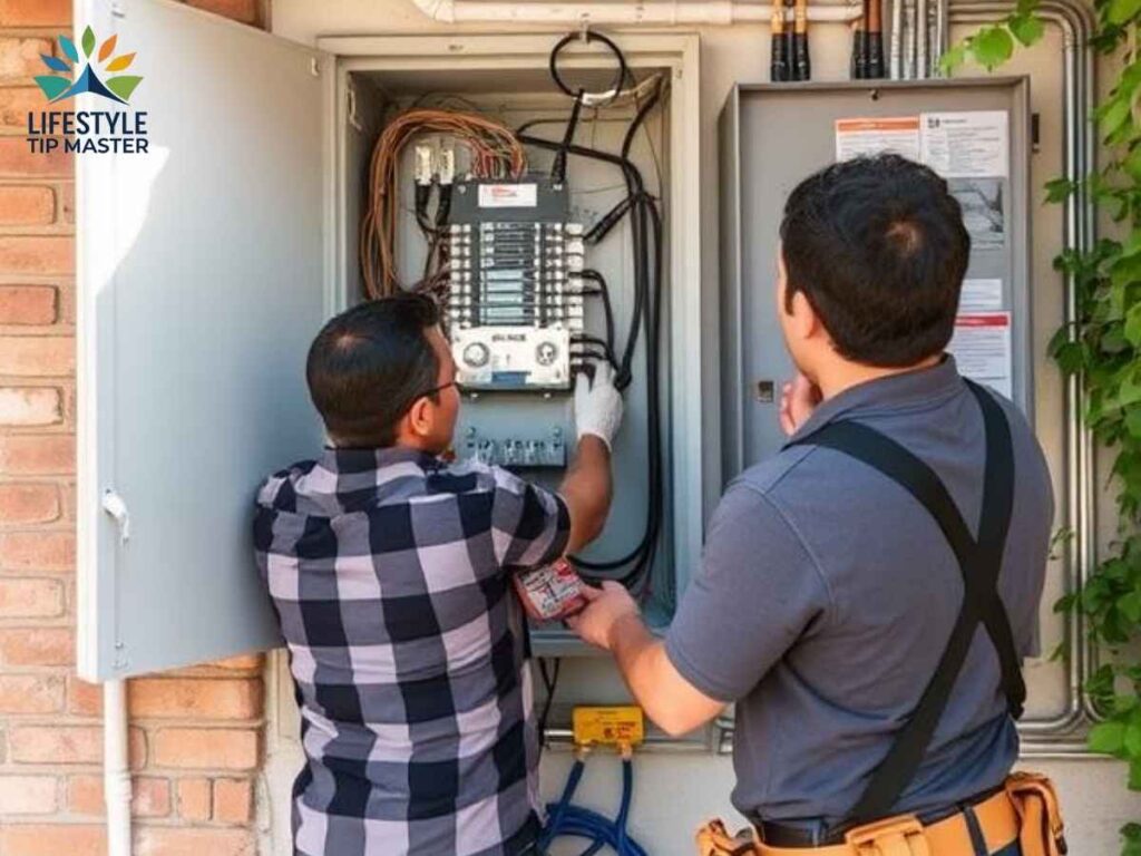 Licensed electricians upgrading electrical panels in Los Angeles Belmont Heights neighborhood