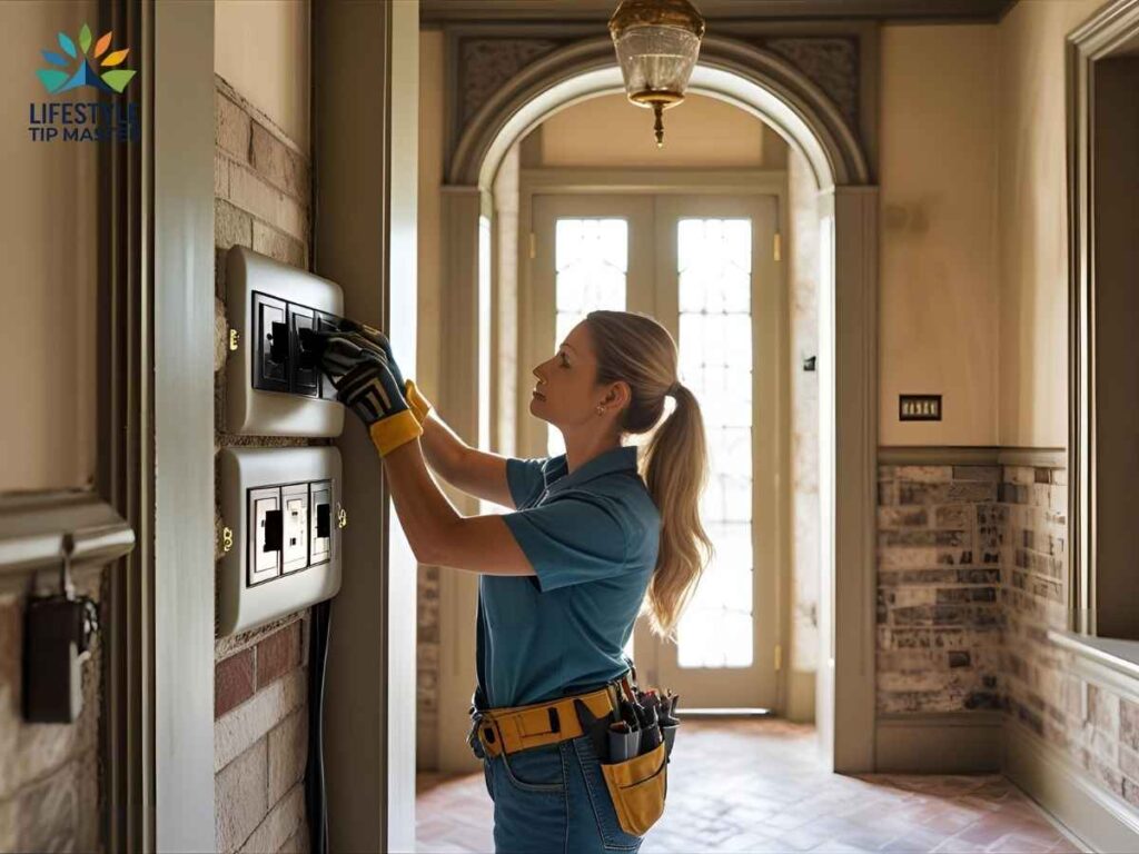 San Jose Home Electrical Safety Checklist for Los Angeles 2 Licensed electrician upgrading old electrical outlets in a historic Los Angeles home as part of a home electrical safety checklist
